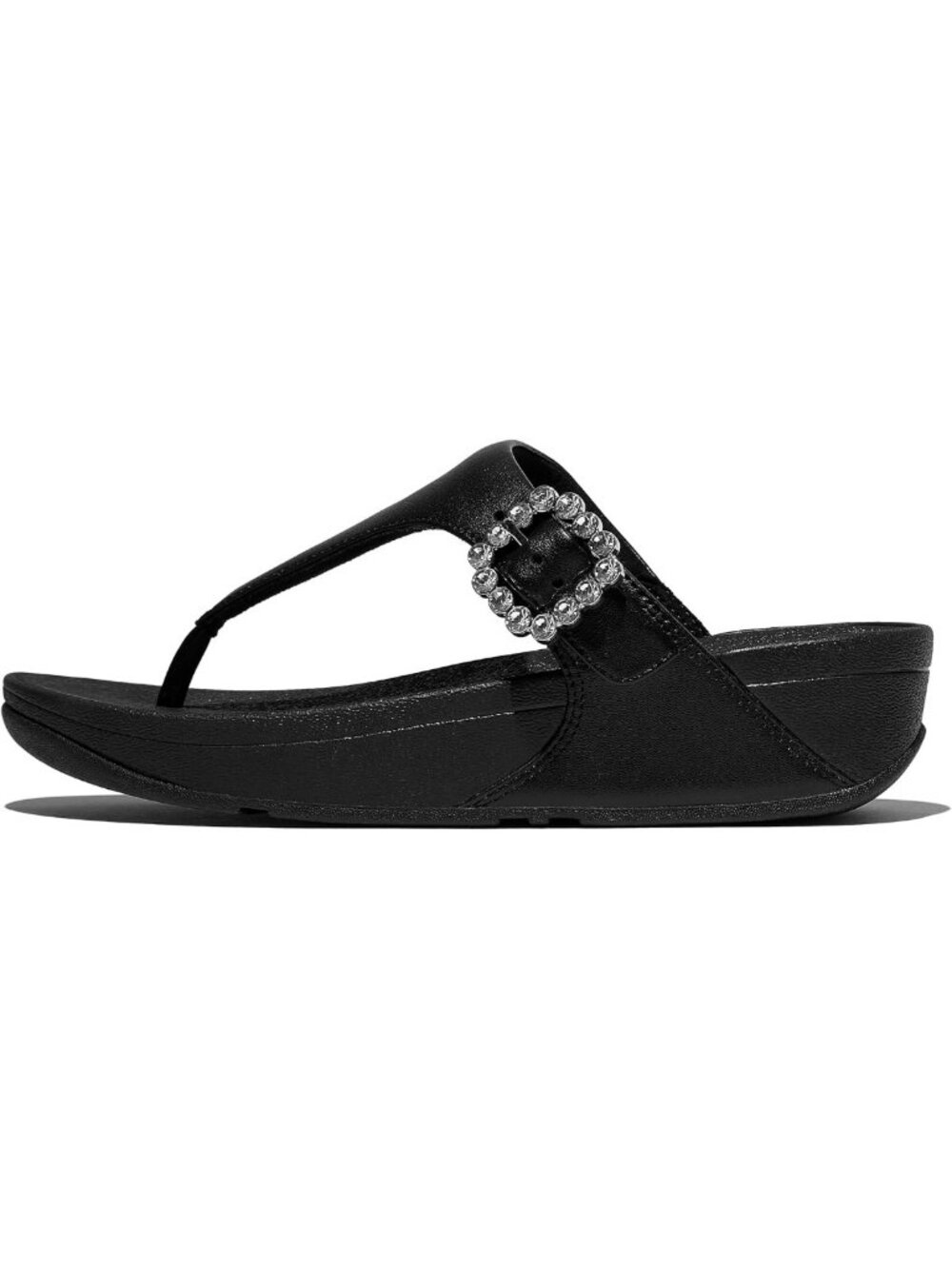 Stylish Women's Crystal-Buckle Leather Toe-Post Sandals for Comfort & Fashion